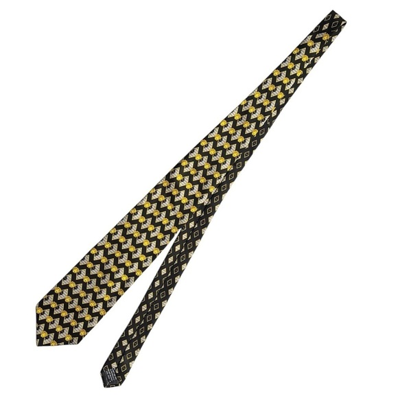 GIANNI VERSACE 90s Vintage Metallic Silk Medusa Pattern Tie Made in Italy - Picture 2 of 6